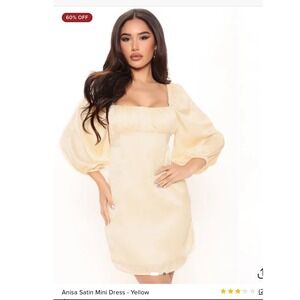 Women's Champagne Puff Sleeve Milkmaid Satin Mini Dress‎ Coquette Cottagecore
